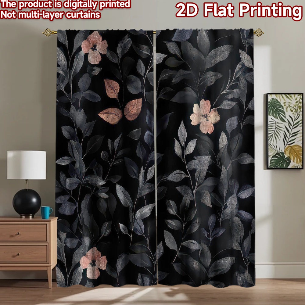 Photography Dark Cloth - 1ピース2Dフラット写真撮影用背景布ダークフローラルリーフ柄100％ポリエステルお祭りや休日に最適