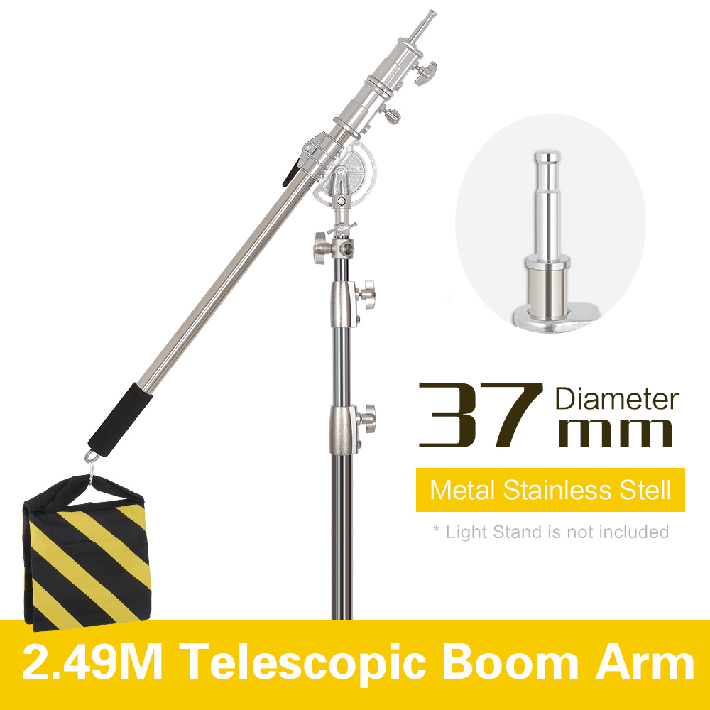 Photography Gear - 2.49 メートルの長さのクロスアームステンレス鋼キットライトスタンドとウェイトバッグフォトスタジオアクセサリー延長ロッド