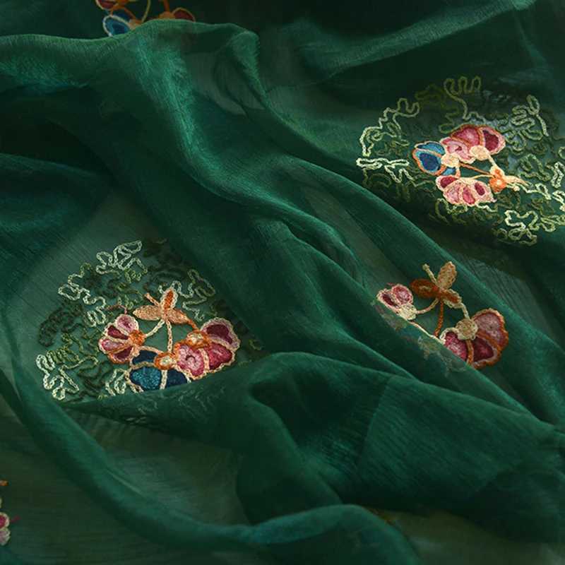 Photography Dark Cloth - 145x50cm ダークブラックグリーンの薄いシフォン生地、刺繍テクスチャー、衣類ドレス、写真撮影背景縫製布