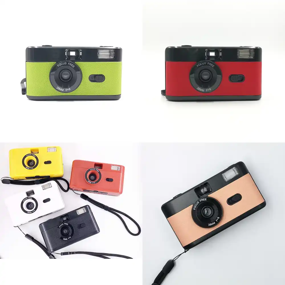 Photography Gear - 35mm電動フォーカスレトロスタイル固定光学ズーム内蔵フラッシュ再利用可能なレトロ写真撮影機材非使い捨てフィルムカメラ