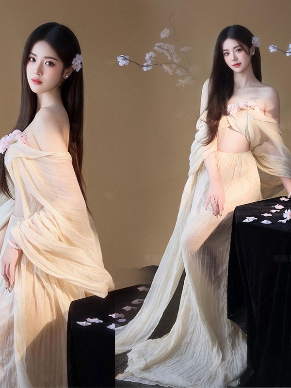 Photography Zen - レトロスタイルロングドレス中国写真撮影衣装ポートレート撮影禅芸術写真スタジオ新着クールガールテーマドレス