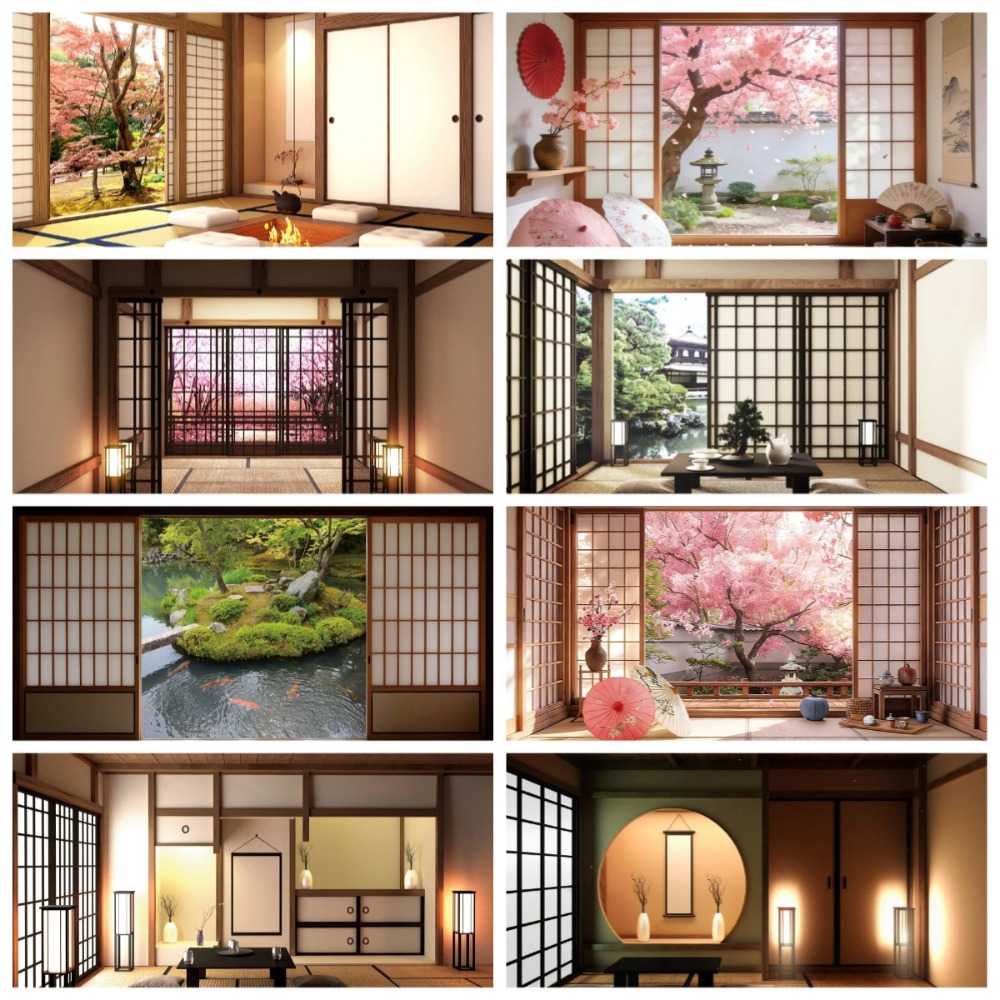 和風インテリア窓桜禅テーマのバナー背景、誕生日パーティーの装 - Photography Zen のレビューと価格
