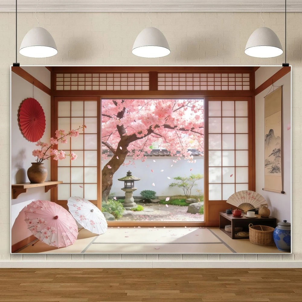 和風インテリア窓桜禅テーマのバナー背景、誕生日パーティーの装 - Photography Zen のレビューと価格