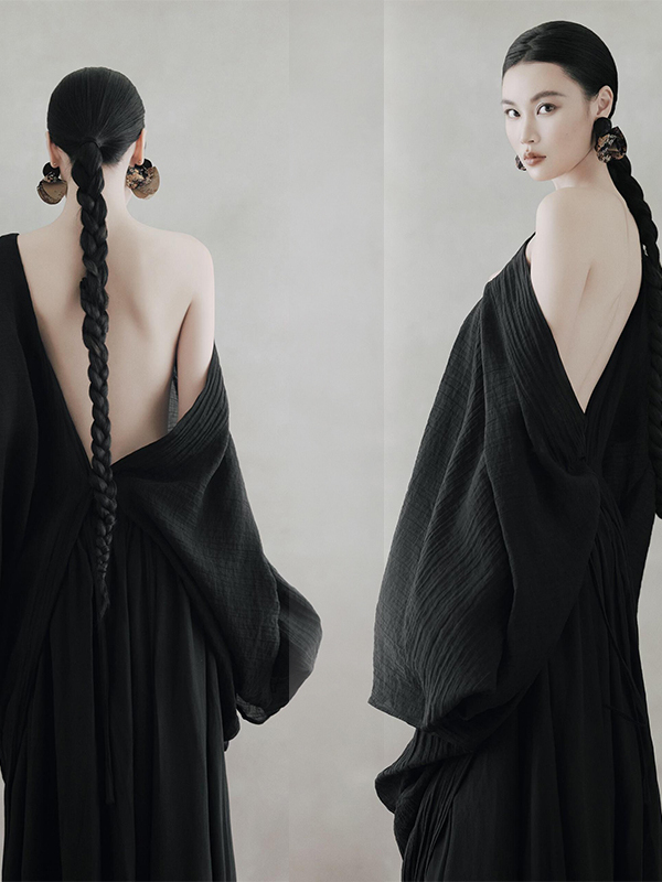 黒のバックレスドレス レディース レトロ民族風 アート写真ス - Photography Zen のレビューと価格