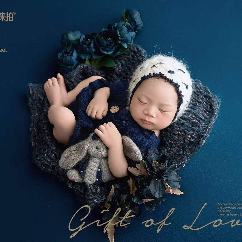 新生児写真撮影用小道具 ヴィンテージ手作りニット衣装 帽子付 - Photography Dark Cloth のレビューと価格