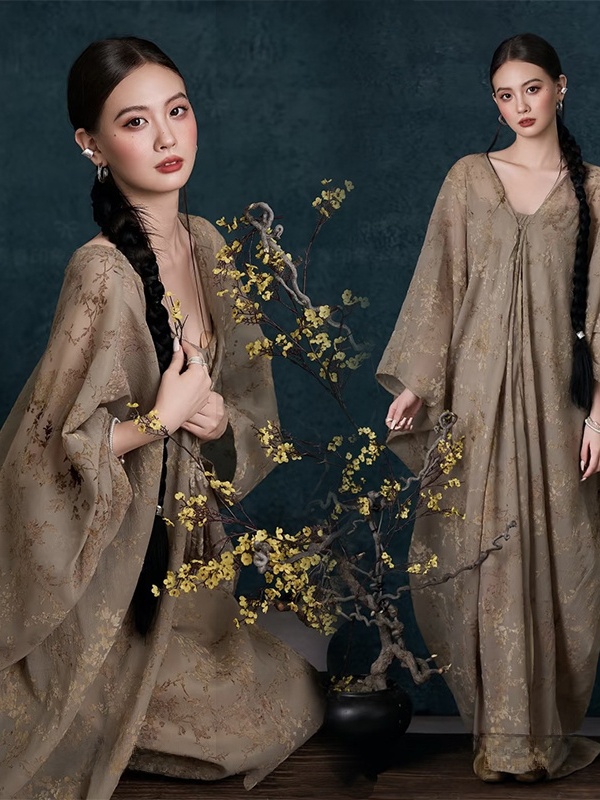 新しいヴィンテージ油絵ドレス中国禅スタイル冷風アート写真撮影 - Photography Zen のレビューと価格