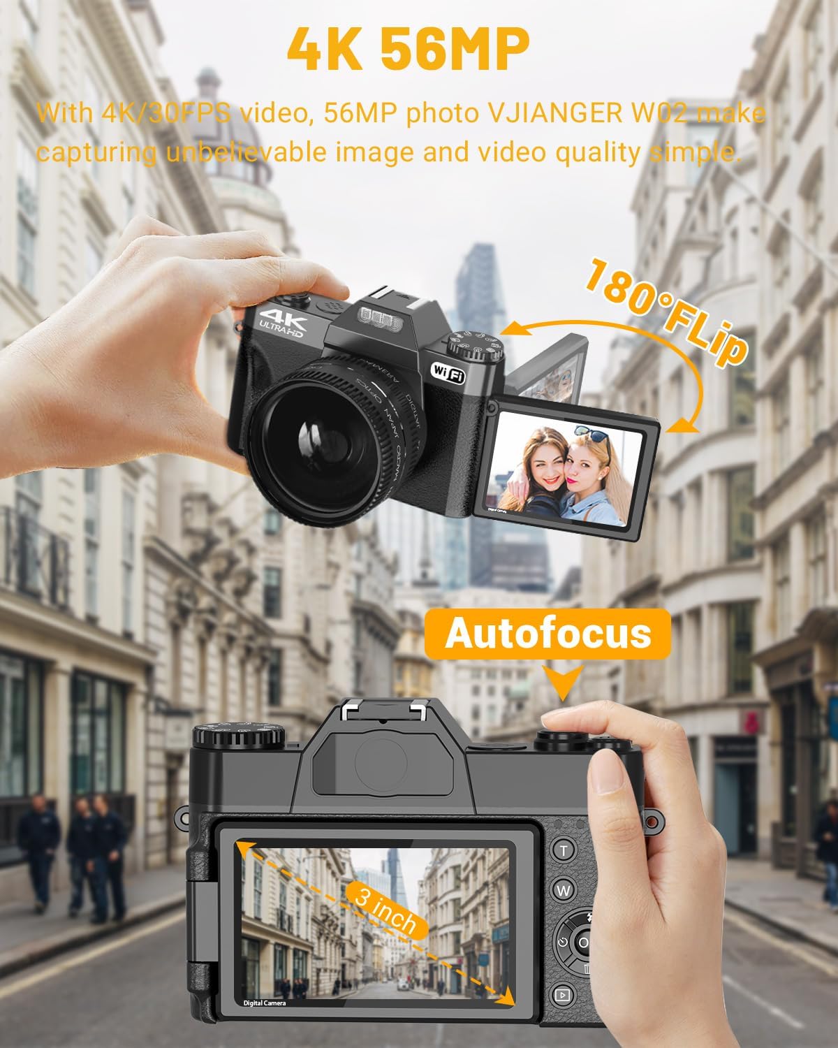 WiFi搭載のVlog撮影・写真撮影用デジタルカメラ、180 - Photography Zoom のレビューと価格