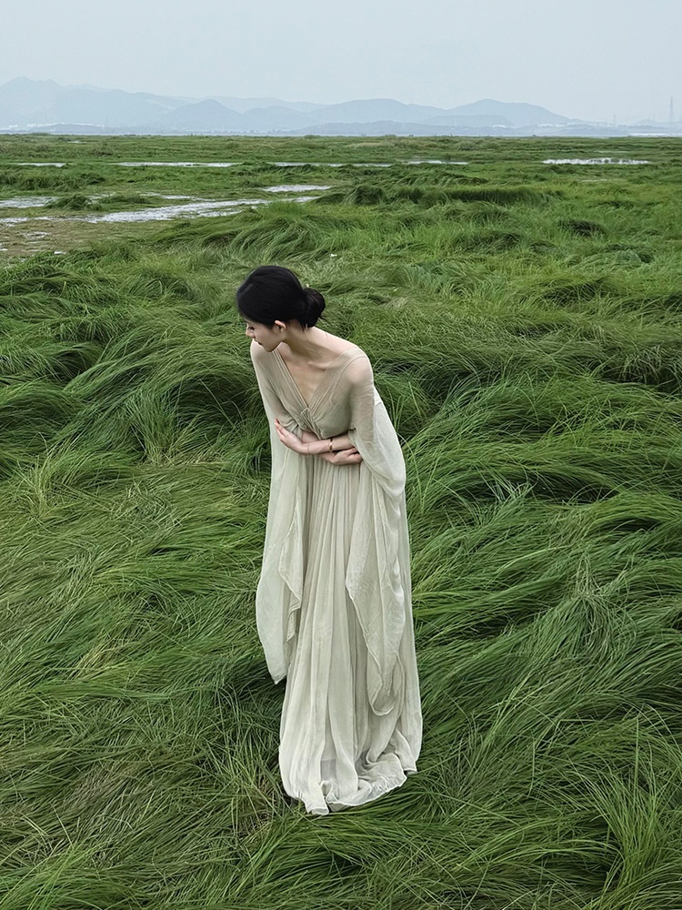 新中国風ゆったりロングワンピース レディース エレガントな禅 - Photography Zen のレビューと価格