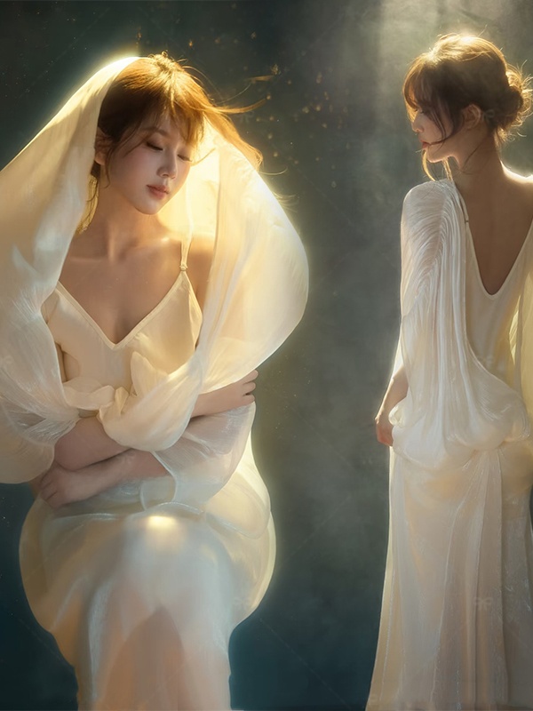 シックなミニマリストアート写真スタジオ新作バックレスガウンコ - Photography Zen のレビューと価格