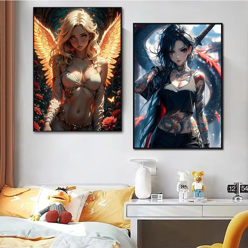 ダークアカデミーセクシーな天使のタトゥーレースアニメガール抽 - Photography Dark Cloth のレビューと価格
