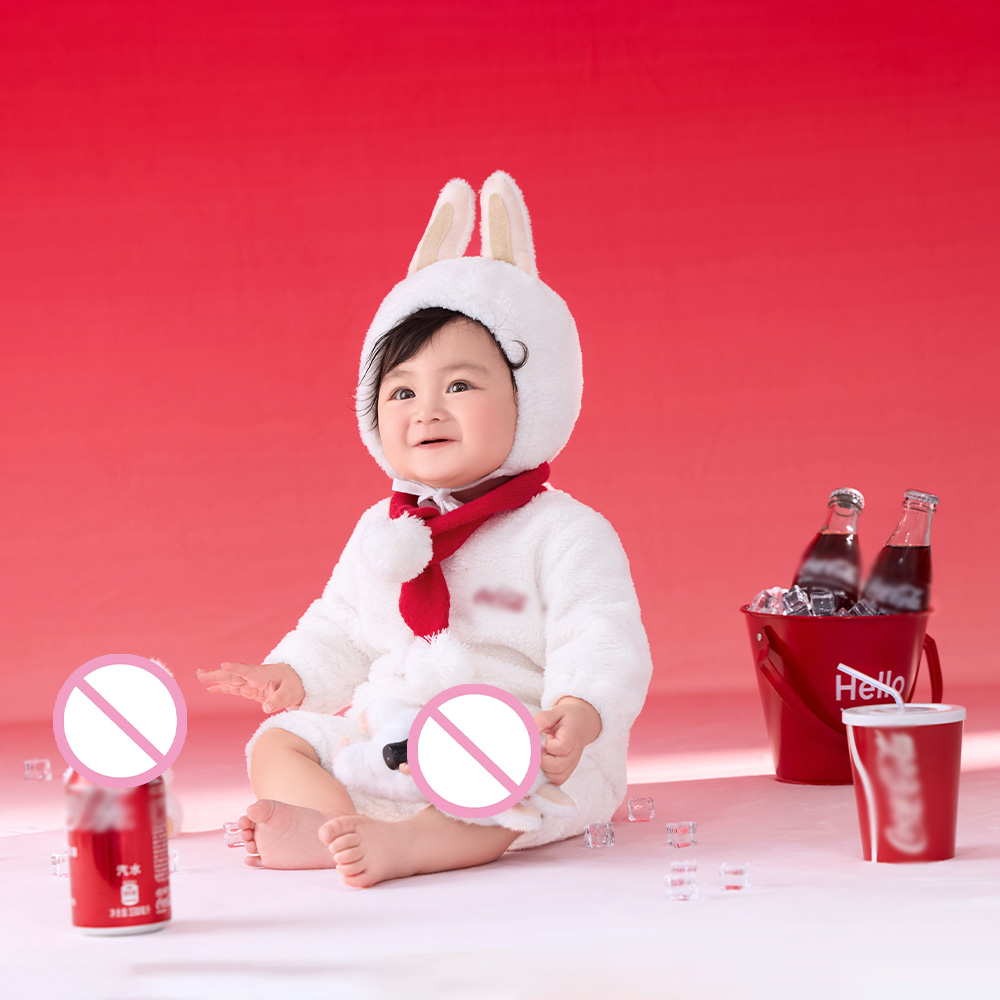 赤ちゃんの100日記念写真撮影用衣装 ホワイトプラッシュバニ - Photography Of Memories のレビューと価格