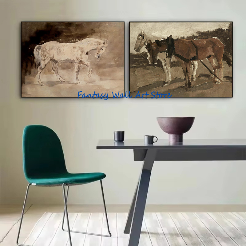 ヴィンテージ馬アート ヴィンテージスタイル油絵 素朴な農家風 - Photography Fine Art のレビューと価格