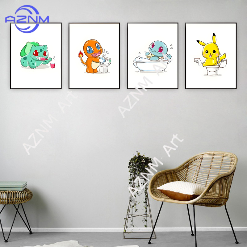 ポケモン漫画面白いキャンバス絵画ピカチュウフシギダネアニメポ - Photography Gallery のレビューと価格